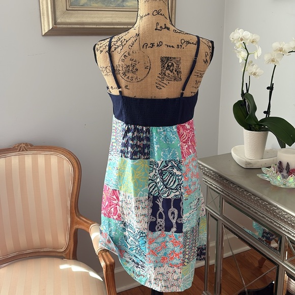 LILLY PULITZER Spring dress sundress navy blue white corset nautical L 10 12 - Picture 7 of 12
